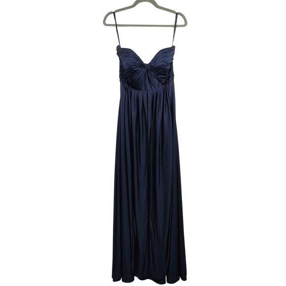 Jenny Yoo Demi Convertible Strapless Dress Womens 8 Pleat Jersey Gown Navy‎ Blue - Picture 1 of 12